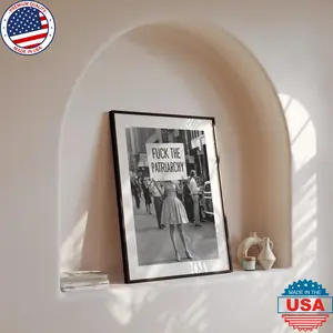 Fuck The Patriarchy Poster, Vintage Woman Protest Poster, Vintage Girl Power, Feminist Poster, Black and White Poster, Retro Wall Decor