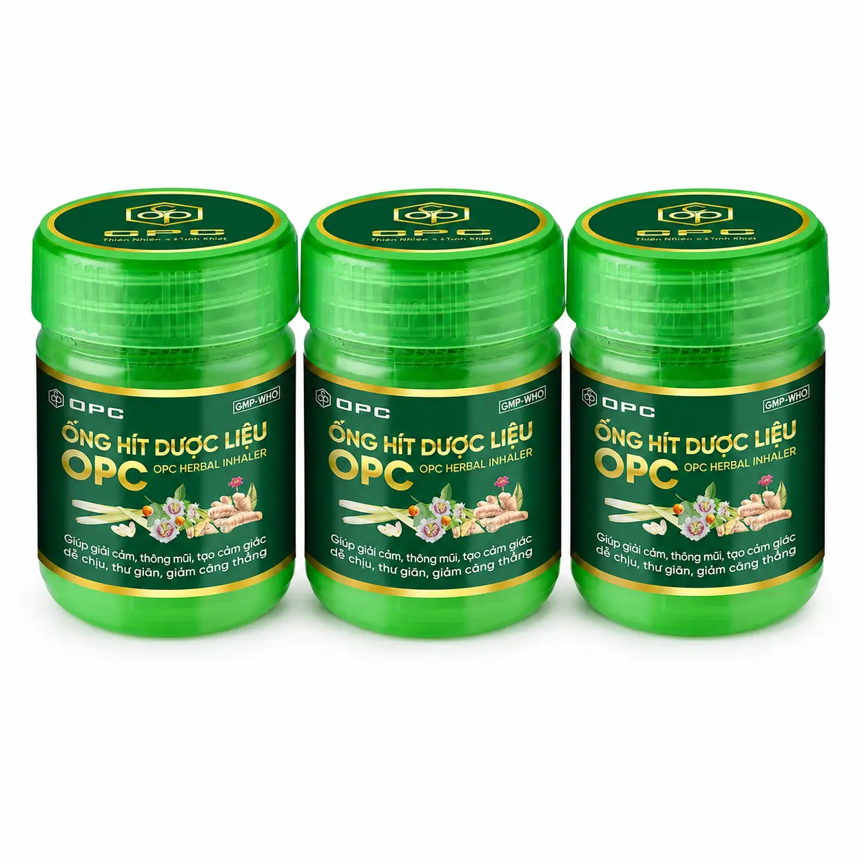 OPC Herbal Nasal Inhaler - Natural Aromatherapy Health & Wellness Solution, 3-Pack, Treatment