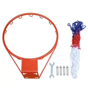 Basketball Rim Replacement 18" Steel Rim with Net, Replacement Wall Mounted Outdoor Basketball Hoop, Easy to Install and Reliable Quality Heavy Duty Solid Steel Basketball Rim for Indoor and Outdoor Hanging