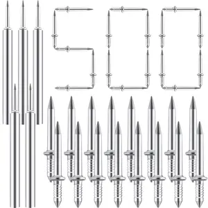 500 Pieces Double-Head Skirting Thread Seamless Nails Non Marking 2 Sided Invisible Special Hidden Nails with 5 Installation Barrels for Skirting