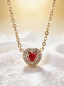 1pc 0.5 Carat Stainless Steel Red Heart Synthetic Moissanite Pendant Necklace, Suitable for Daily Wear and Gifting, Perfect for Valentine's Day - The Ideal Jewelry Gift for Women