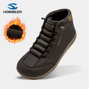 HOBIBEAR Spring/Autumn Wide Fit Synthetic Leather Mid-Top Sneakers with Plush Lining - Women's Flat Shoes