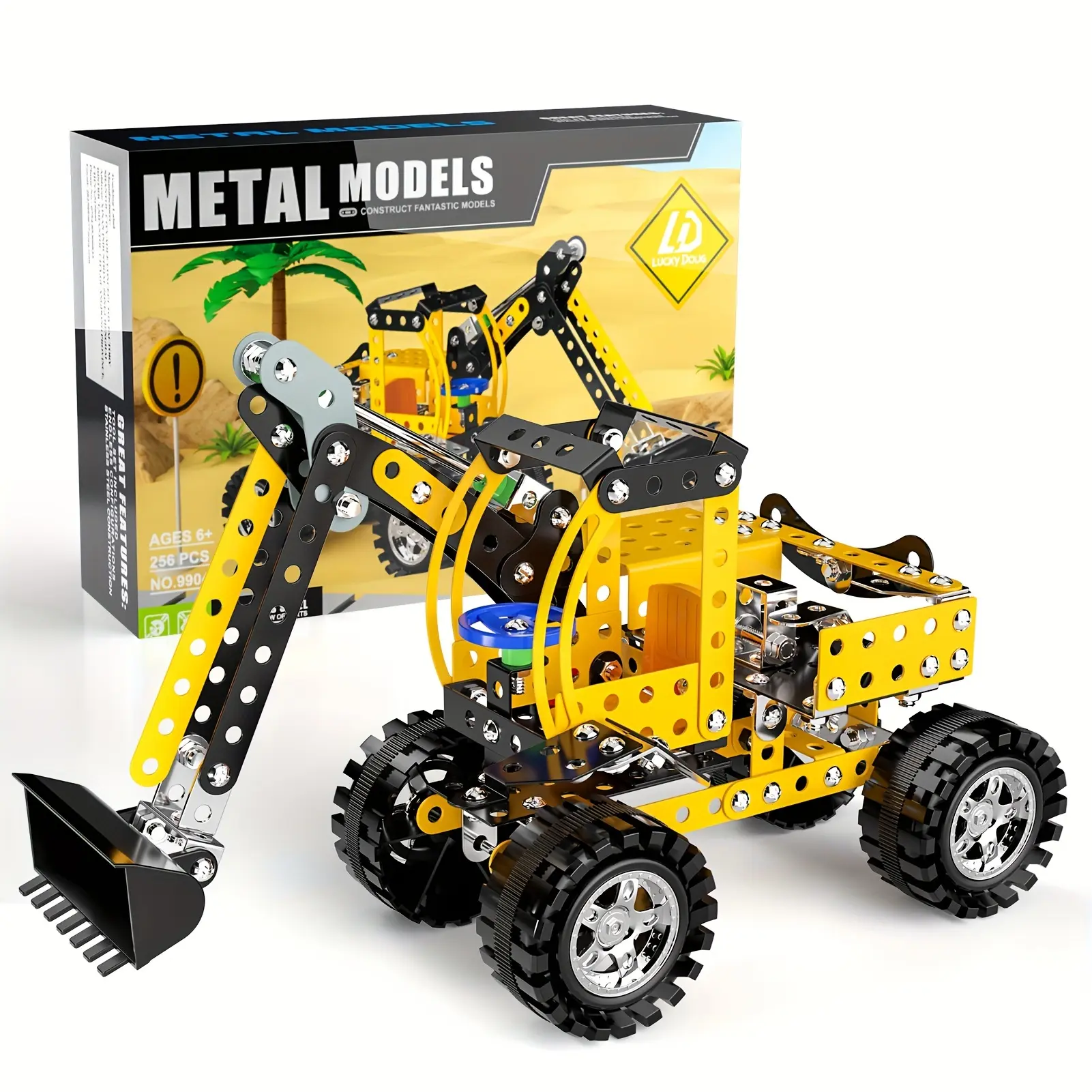 Unisex DIY Assembly Excavator Building Block Set - BPA-Free, Latex-Free, 6-8 Years STEM Learning Toy, Realistic Metal Blocks, Parent-Child Interactive Kit for Memory Training & Observation, Fantasy & Sci-Fi Construction Vehicle, Children Development