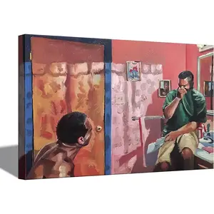 Funny Bathroom Canvas Wall Art Toilet Wall Decor Pictures Funny Bathroom Humour Smell Poster Print Oil Painting Modern Artwork for Living Room Dorm Home Pop Decoration Framed