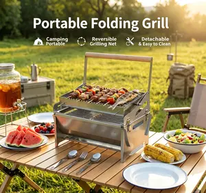 Portable Rotating BBQ Grill Rack  Spit Roaster for Outdoor Barbecue Cooking
