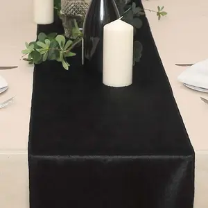 Premium Velvet Table Runner 12"x108" Black - Sheen Finish & Reusable Table Linen for Events