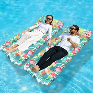 Leaf Flamingo Inflatable Floating Bed Summer Pool Entertainment Thickened PVC Printed Water Float, Fun Swimming Pool Accessory, Pool Float Lounge