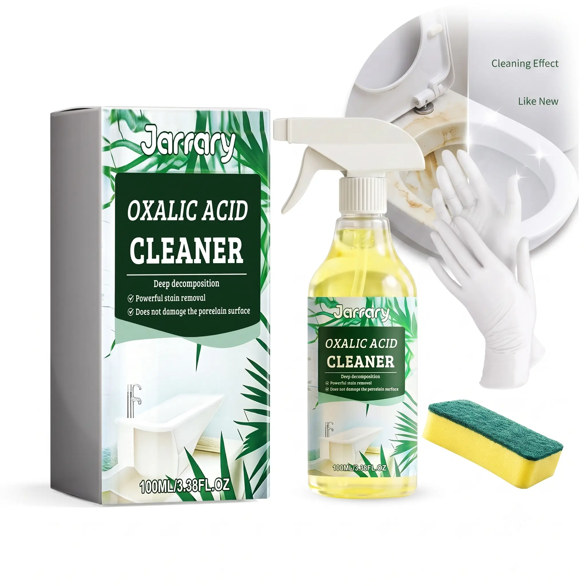 Oxalic Acid Cleaner for Toilet Bowl and Bathroom, Cleaning Agent, Multipurpose Spray Cleaner for Deep Cleaning for Stubborn Stains & Odors, Concentrated Household Detergent, Multifunctional Cleaner, Multi-surface Rust Remover for Bathtub, Porcelain, Tiles