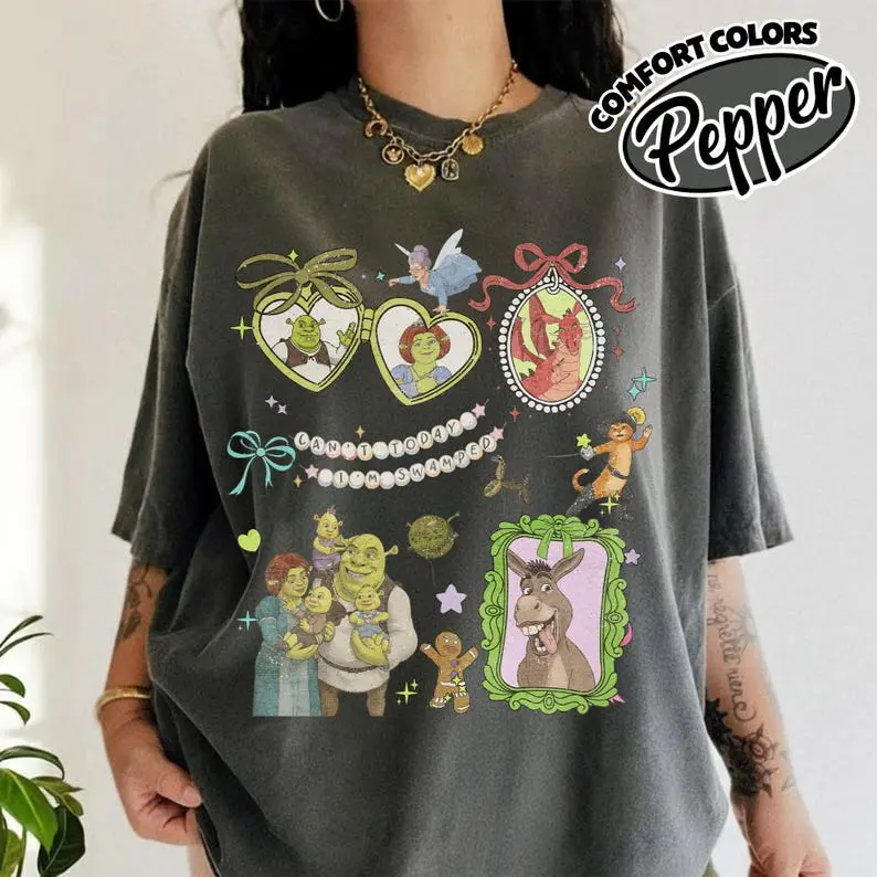 Funny Shrek Meme Shirt,Can't Today I'm Swamped shirt,Shrek And Fiona Cartoon Retro Pop Culture Humor,Movie Fan Gift