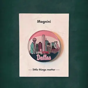 Dallas City Fridge Magnet | Round Souvenir Magnet with Iconic Landmark Design | 4.5cm x 3mm Compact fridge decoration gift