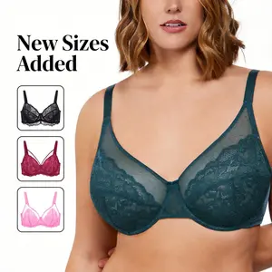 HSIA Enchante Floral Lace Plus Size Underwire Unlined Unpadded Minimizer Full Coverage Bra Women's Wear Comfortable Breathable Mesh Cup