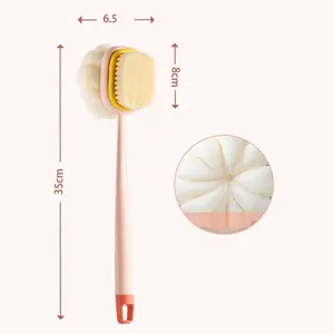 Long Handle Body Back Scrubber, Exfoliating Shower Scrubber with Stiff and Soft Bristles - Anti-Slip, Lightweight Personal Bathroom Accessory for Men's Shower Use,summervibes