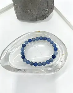 1pc Natural Blue Aventurine Beaded Bracelet, 8mm Round Beads, Handmade Gemstone Jewelry for Women and Men
