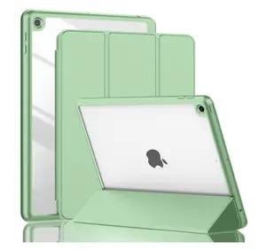 iPad 9th Generation Case 2021/iPad 8th Generation Case 2020 10.2 Inch with Pencil Holder, iPad 7th Gen 2019 Case with Clear Transparent Back, Auto Wake/Sleep Cover(Matcha Green)