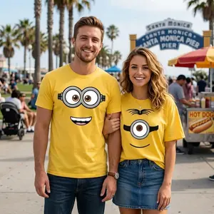 [FREESHIP] Personalised Minions Couple T-Shirts, Couple T-Shirts, Funny minions Shirts, Y2K Streetwear T-Shirt, Vintage Hip-Hop Sports Graphic, Casual Cotton Fit, Soft Comfortable Short Sleeve, Teen & A