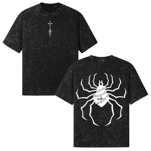 Kurapika Hunter x Hunter Anime Shirt Phantom Troupe Spider Acid Wash Streetwear Tee Oversized Mineral Wash T-shirt HxH Judgment Chain Gift