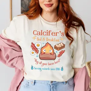 Howl’s Moving Castle Inspired Calcifer's Bed & Breakfast Unisex Softstyle T- Shirt , Anime Shirt, Howl and Sophie Shirt Cotton Crewneck