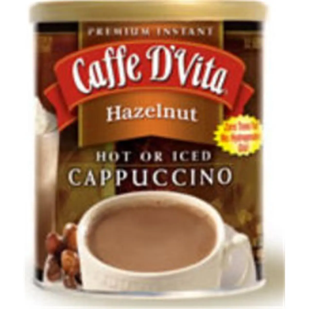Caffe DVita F-DV-1C-06-HZNT-NU Instant Hazelnut Cappuccino Coffee Beverage, 6 x 1lb Canisters, Kosher Food, Cholesterol Free, Coffeehouse Flavor at Home, Delicious Hot, Iced or Blended