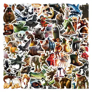 100 Italian Style Brainrot Animal Stickers Set, Waterproof Vinyl Cartoon Decals for Teens & Adults, Perfect for Laptops, E-Readers, Water Bottles, Funny Stickers
