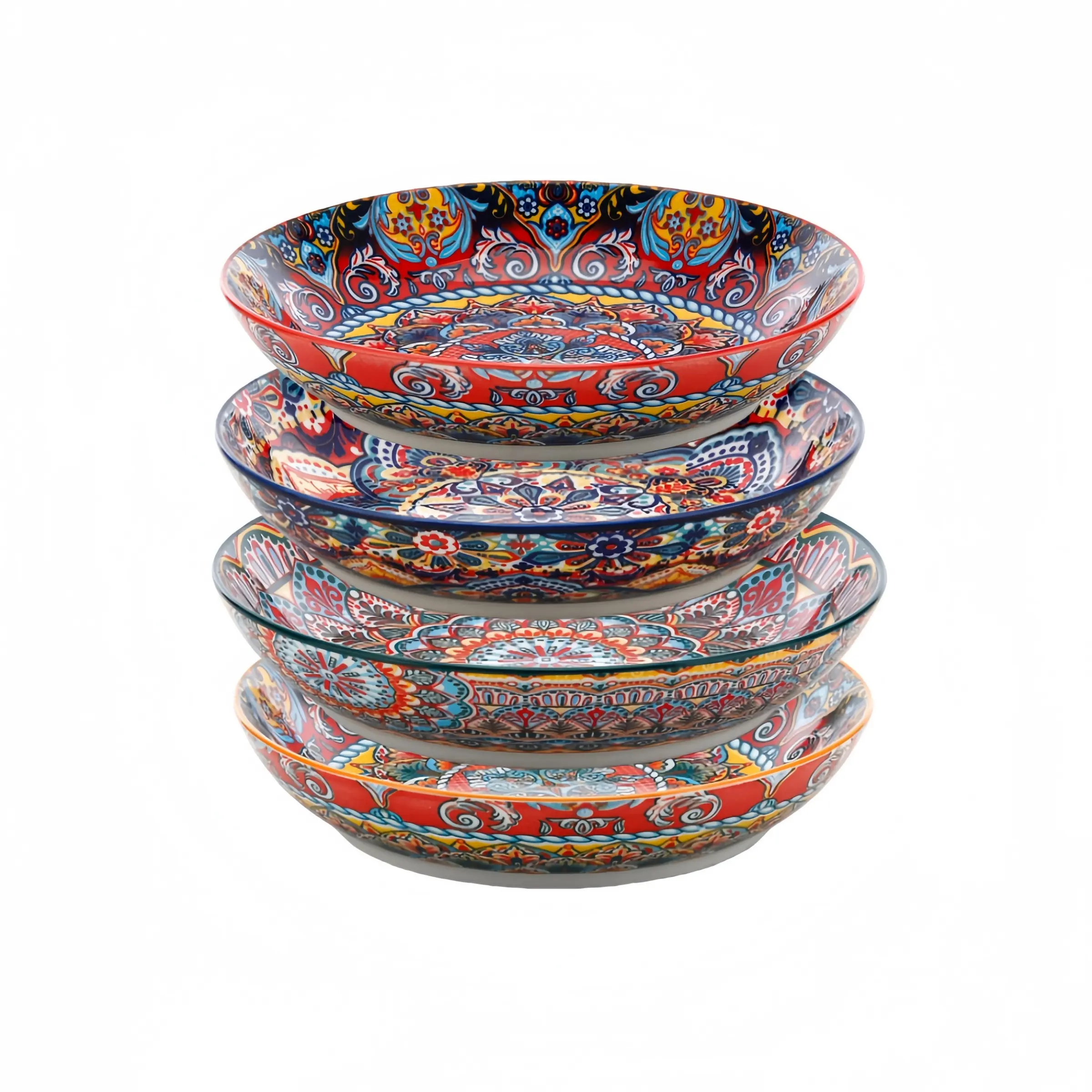 2pcs Round 8 Inch Plates Set, Floral Pattern Steak Plate, Fruit Plate, Salad Plate, Dinner Plates, Serving Plates, Suitable for Kitchen & Restaurant, Dishwasher Safe Tableware, Dinnerware, Microwave Safe