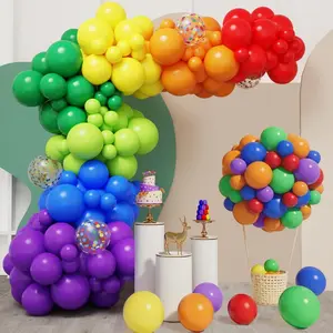 140pcs Rainbow Balloon Arch Kit, Rainbow Balloons of Different Sizes Pack of 18 12 10 5 Inch Party Balloon Kit for Birthday Party