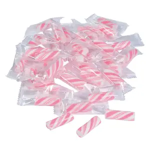 1 1/4" 1 lb. Mini Light Pink & White Strawberry Hard Candy Sticks - 152 Pc.