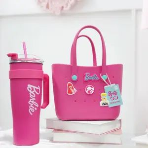 Barbie Series 1600mL Jumbo Stainless Steel Straw Cup + Barbie Daylight Shiny Series Pink Bento Bag with Holes Tumbler Water Bottles,,cozyvibes