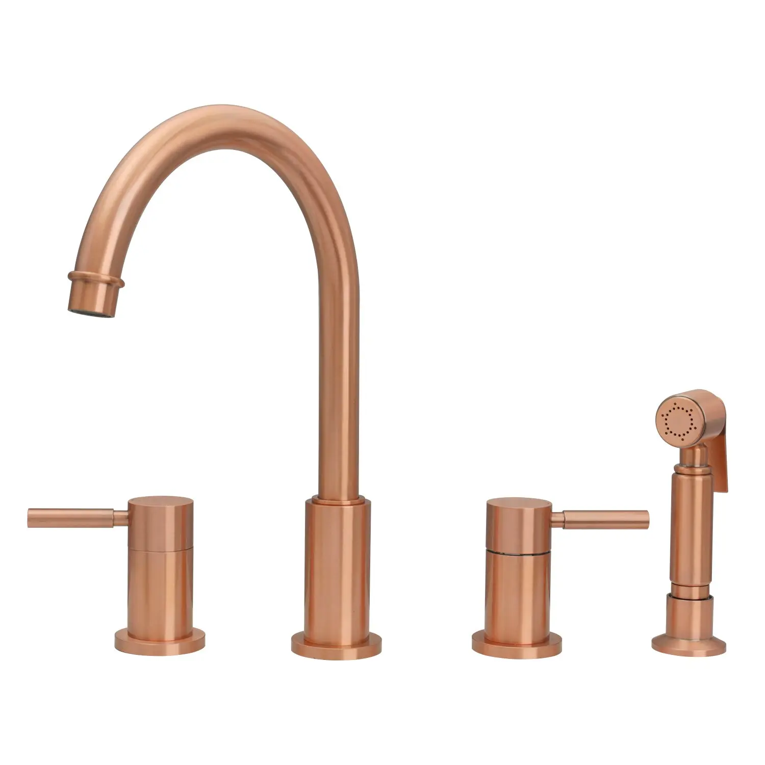 Two-Handles Copper Widespread Kitchen Faucet with Side Sprayer