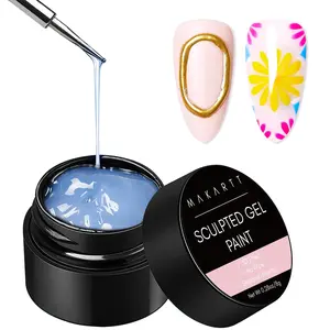 Makartt 3D Painting Gel Clear Nail Gel For Nails Art Chrome Nail Powder Micro 3D Sculpting Gel No Wipe UV Gel for Gel Nail Polish 3D Carving Drawing Gel for Nail Art at Home & Salon DIY 0.28 fl.oz
