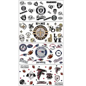 4 Sheet UV Dtf Cup Wraps for 16 Oz Glass Cups American Football Waterproof Rub on Transfers Stickers for Tumblers Cup Wood Furniture Car DIY Crafts Decor Wrap Adhesive Decals (Ms06)