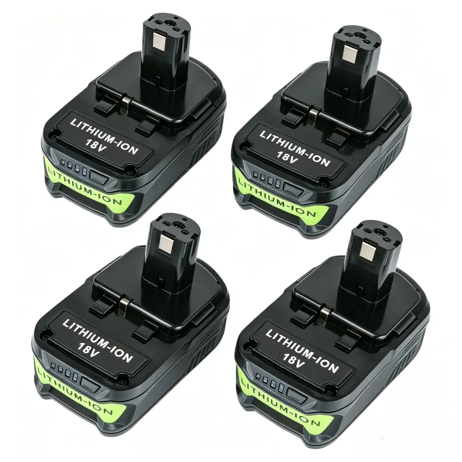 4-Pack Ryobi  Replacement Battery 18V Lithium Ion Cordless Tool Replacement Battery - Heavy Duty, Long Life, Compatible with PBP Models, Ideal for Construction & DIY Projects, Lithium Ion Battery, Cordless Tool Battery