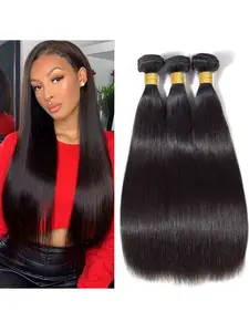 Natural Color Glueless Straight Hair Weave 3 Bundles Double Weft Unprocessed Human Hair Extensions 8-30 inch For Women