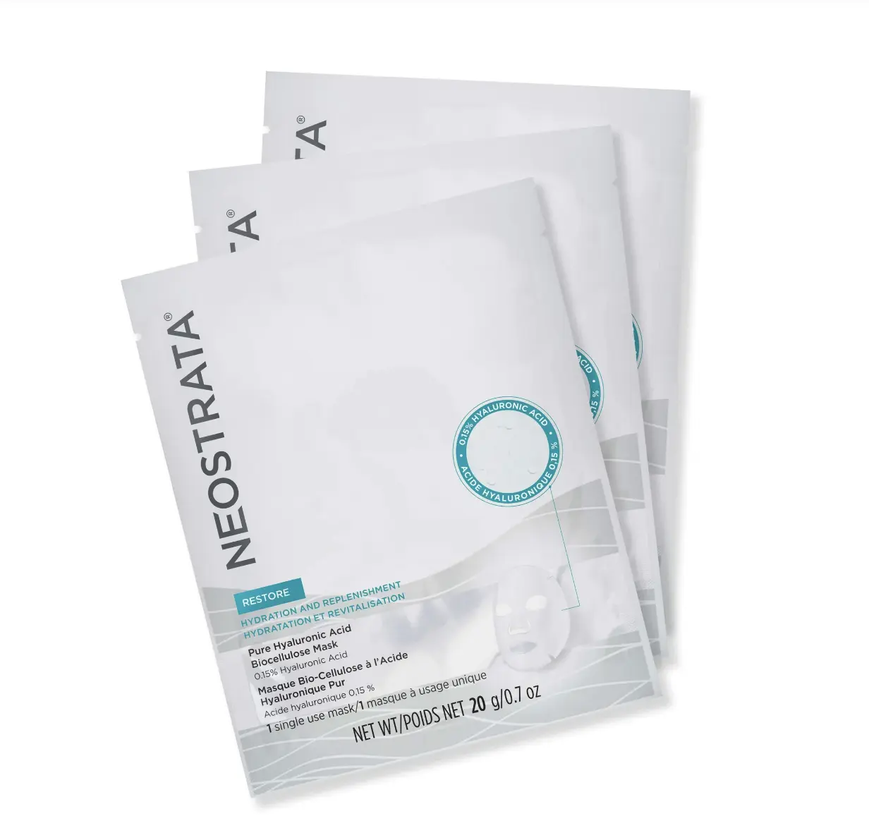 NEOSTRATA 3 Pack Pure Hyaluronic Acid Biocellulose Sheet Mask Coconut Skincare