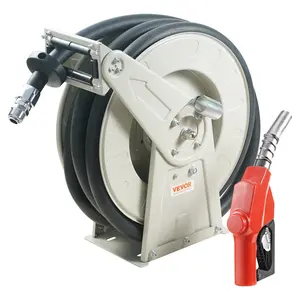 【Summervibes】VEVOR Fuel Hose Reel,Extra Long Retractable Diesel Hose Reel, Heavy-Duty Carbon Steel Construction with Automatic Fuel Nozzle, NBR Rubber Hose for Aircraft Ship Vehicle Tank Truck, 300PSI