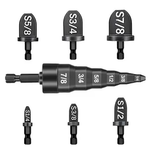 7Pcs Swaging Tool HVAC, Air Conditioner Copper Expander Tube HVAC with 6 in 1 Swedge Tool, Flaring Drill Pipe Repairing Tubing Set 1/4'', 3/8'', 1/2'', 5/8'', 3/4'', 7/8'' Bits
