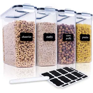Cereal Containers Storage Set - 4 count Airtight Large  Storage Containers(135.2oz),  Dispenser Plastic Cereal Storage Containers