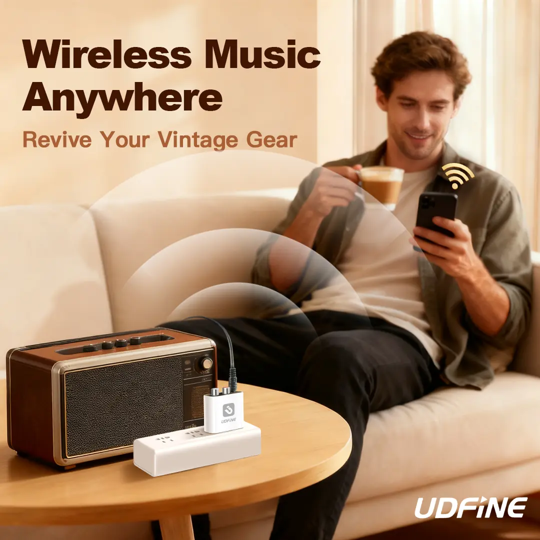 [Upgraded] UDFINE Bluetooth Receiver, HiFi Wireless Audio Adapter, Bluetooth 5.3 Receiver with 3D Surround aptX HD aptX Adaptive for Home Music Streaming Stereo System conversion plug