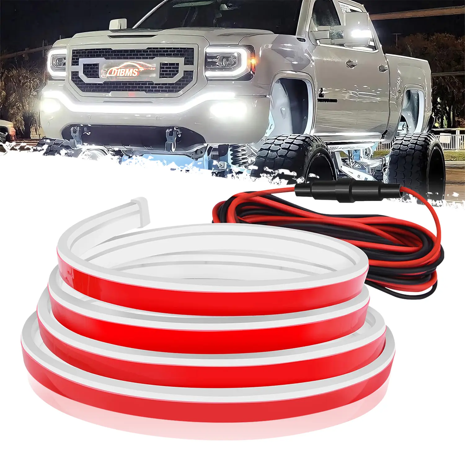 DIBMS 71" High Brightness Car Hood Gap LED Strip - Dynamic Scan Activated Ambient Light, Daytime Driving Kit, Automotive Eclipse Decorative Accessory