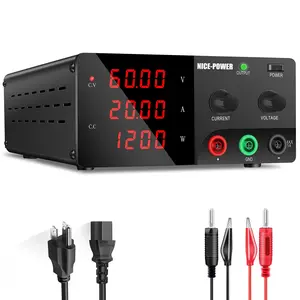 Nice-Power Variable Dc Power Supply R-Sps6020, 0-60v 0-20a 1200w, Benchtop Adjustable Switch, Encoder Knob & Output Switch, Repair/test