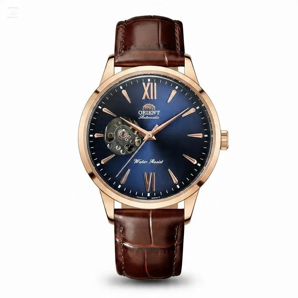 Timvibe Men's Automatic Skeleton Mechanical Watch - Vintage Retro Classic Exquisite Business Casual Watch, Roman Numeral Dial, Open Heart Design, Stainless Steel Case, Leather Strap