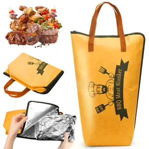 Barbecue blanket dust cover, portable barbecue blanket, 21-inch and 15-inch reusable bacon blanket, barbecue heat insulation dust bag, barbecue guide, wide-mouth bacon heat insulation bag, longer-lasting flavor and juiciness