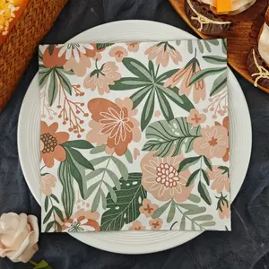 20/50pcs 33x33cm 2 Ply Floral Leaf Print Napkins,Party Napkins, Disposable Paper Towels,Ideal for Theme Parties, Company Team Building and Friend Gatherings