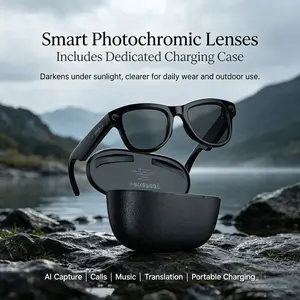 M02ultra Ai Camera Glasses, 8mp HD Camera, Ai Voice Assistant, Bt5.3, Photochromic Lenses, 3600mah Charger, Ideal for Travel & Meetings