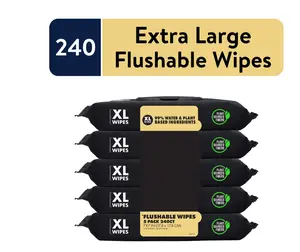 Disposable Wipes, Extra Large Wipes with Shea Butter, 240 Pack