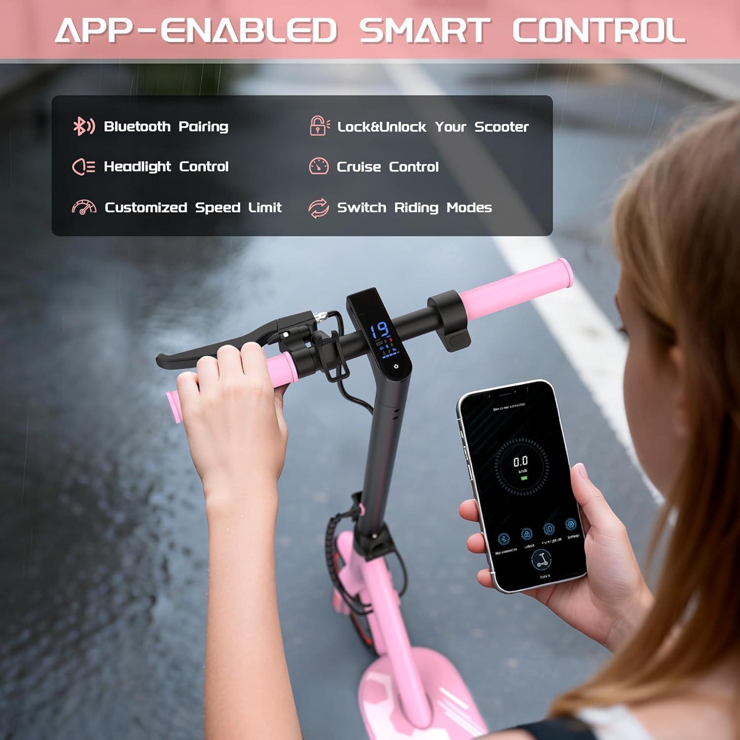 A MAXSHOT Foldable Electric Scooter for Adults & Big Kids | Multi-Speed 9-22MPH, Multi-Range 6.5-50Miles | Dual Suspension, 10-14" Tires, APP Control Commuter EscooterA