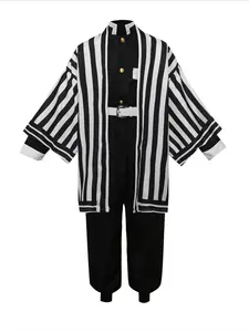 Anime Iguro Obanai Kimono Cosplay Costume, Demon Slayer Kimetsu No Yaiba Role Play for Adults, Halloween Carnival Clothing, Slim-Fitting Geometric Pattern