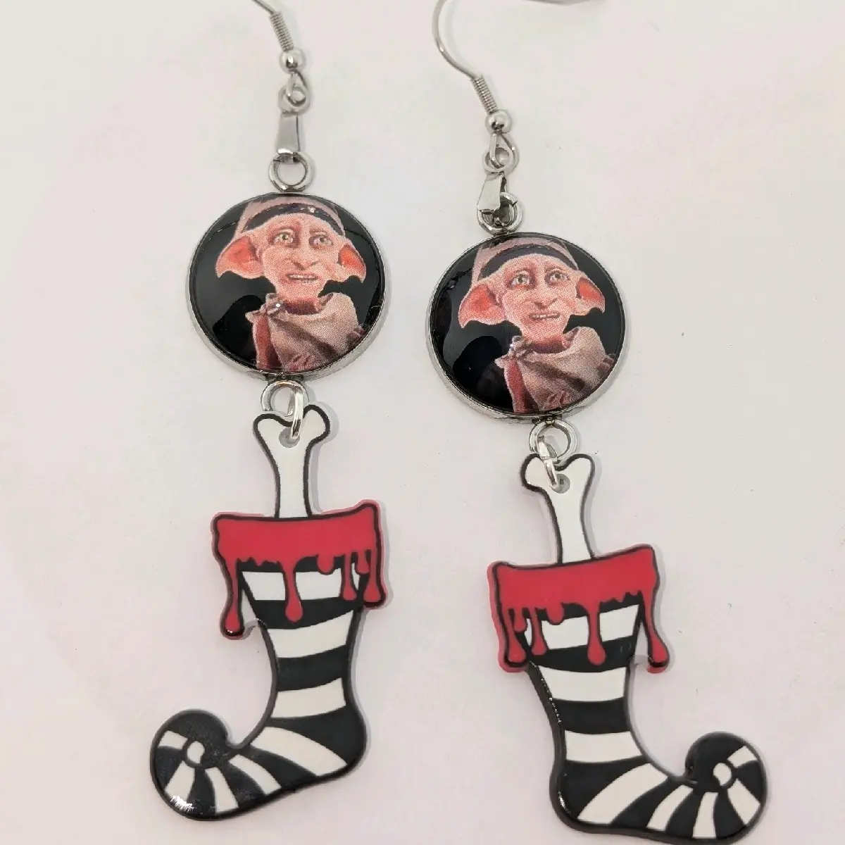 handmade Dobby inspired fan art Spooky sock earrings