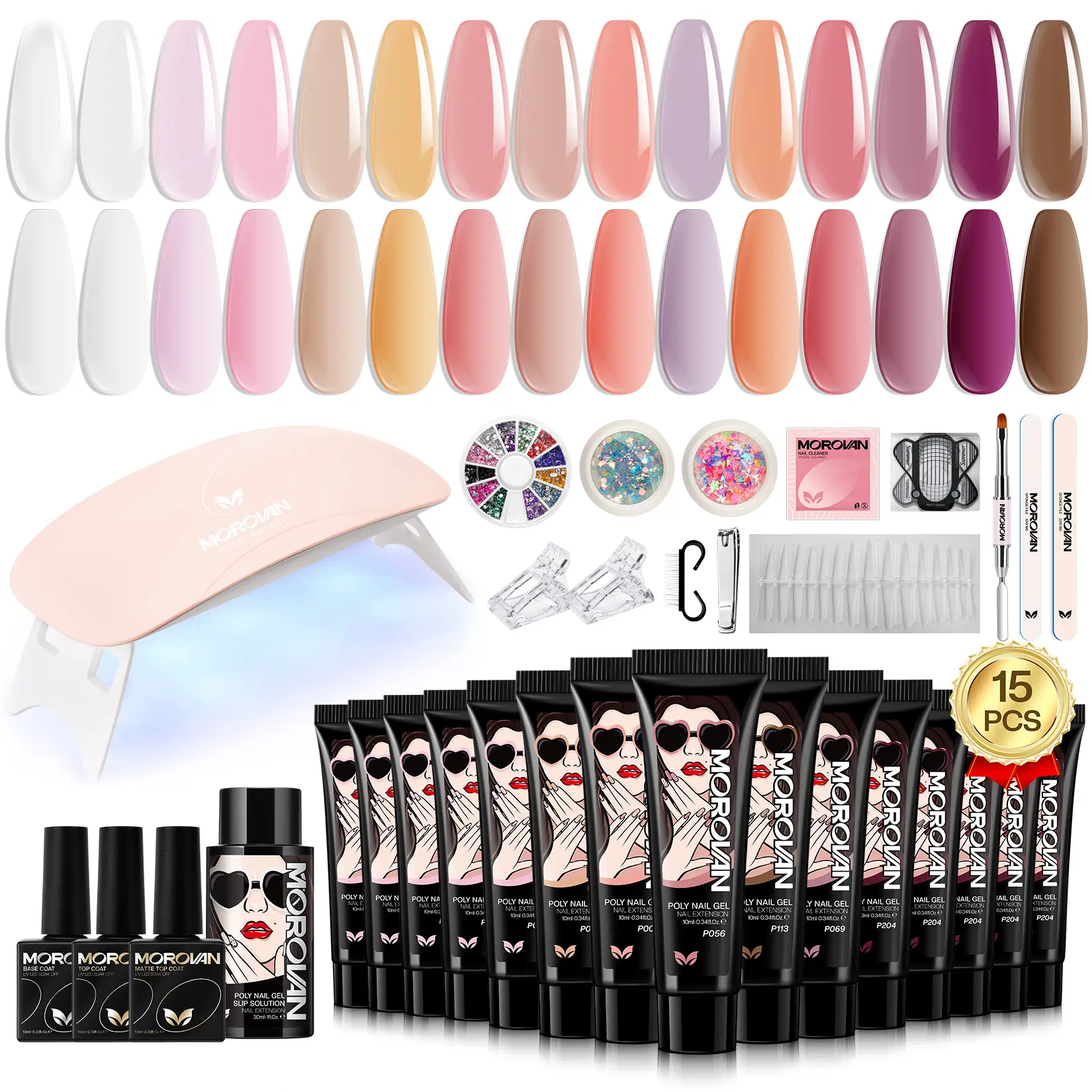 Poly Gel Nail Kit for Beginners: with UV Lamp for Starters with Everything DIY Art Design at Home Gift for Women Girls Uv Gel Set Nail Art Kits