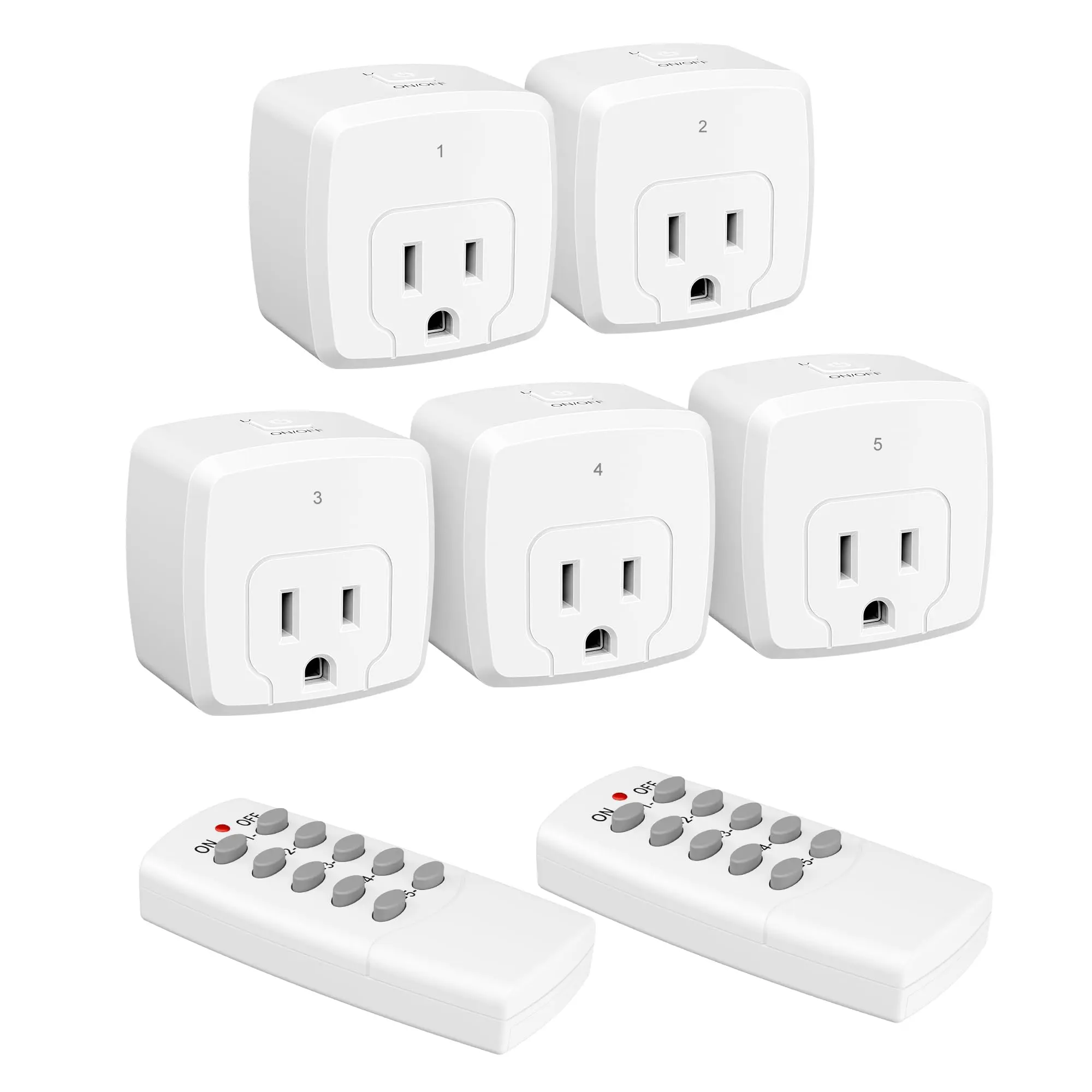 Remote Control Outlet with 100FT RF Signal, Wireless On Off Switch Plug for Household Appliances, Battery Included, 15A/1875W  Wall Socket Extender