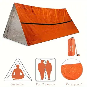 Outdoor Insulated Tent, First Aid Tent, Camping, Lightweight Canopy Shelter, Single Person Emergency Shelter, Bivy Survival Tent Kit, Mylar Tube, Waterproof, Reusable
